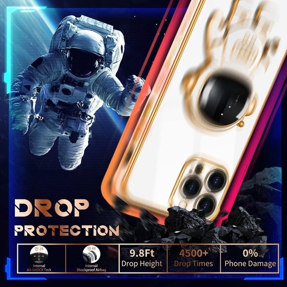 Astronaut Case for iPhone 12 Pro Max Cute Design Hidden Stand Lens Cover space - Picture 3 of 5